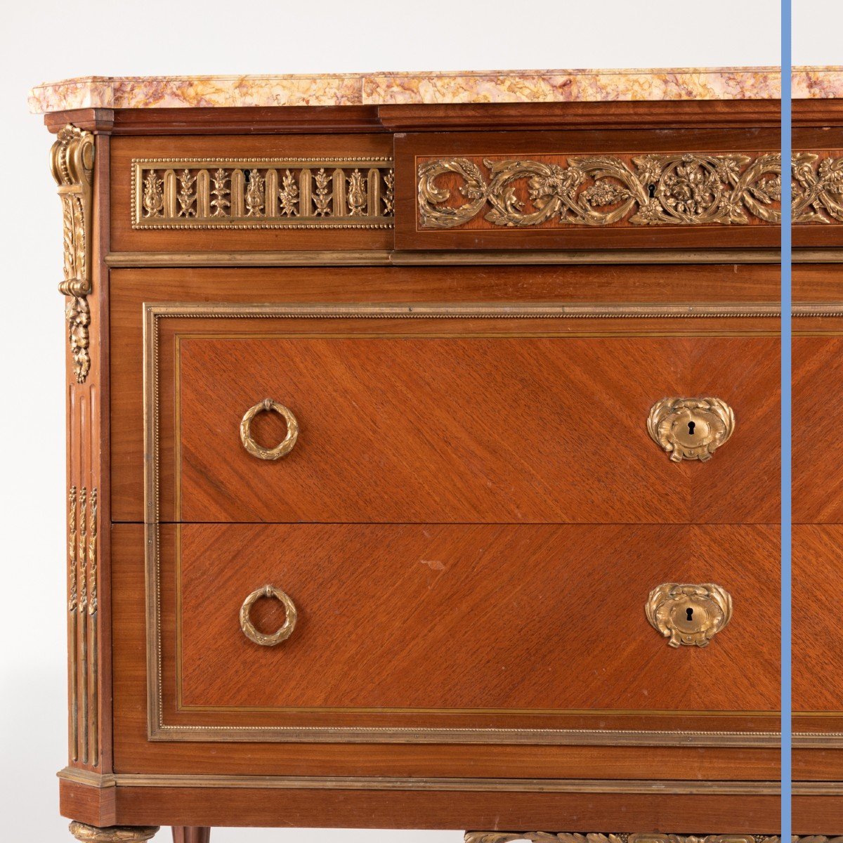 Commode de style Louis XVI en bois de placage, XIXe-photo-3