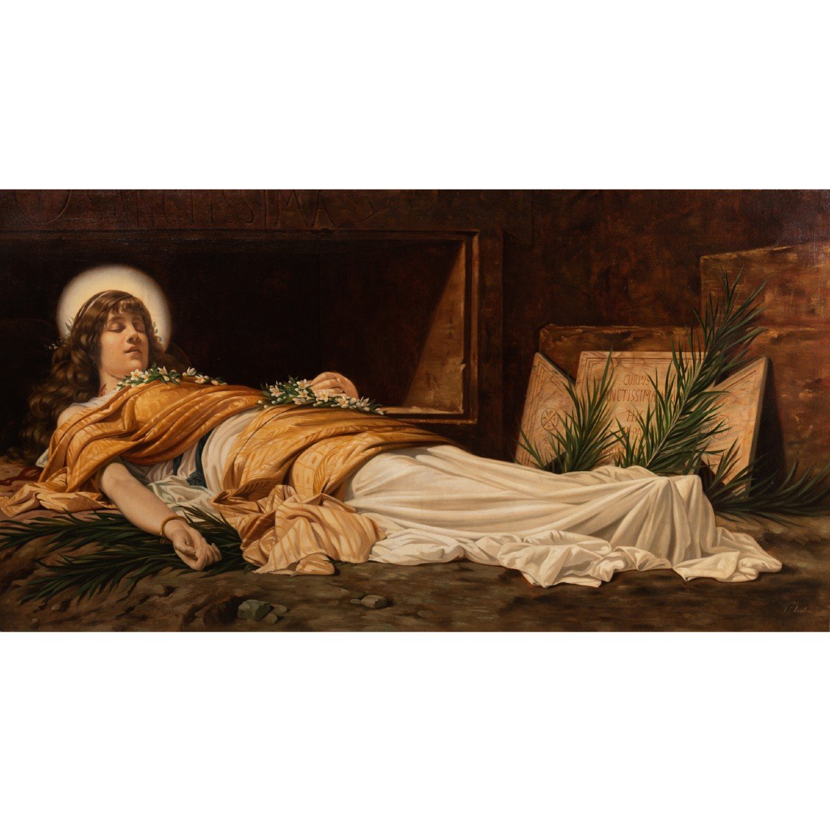 Th&eacute;obald Chartran (1849-1907), La mort de Sainte-C&eacute;cile, huile sur toile, XIXe