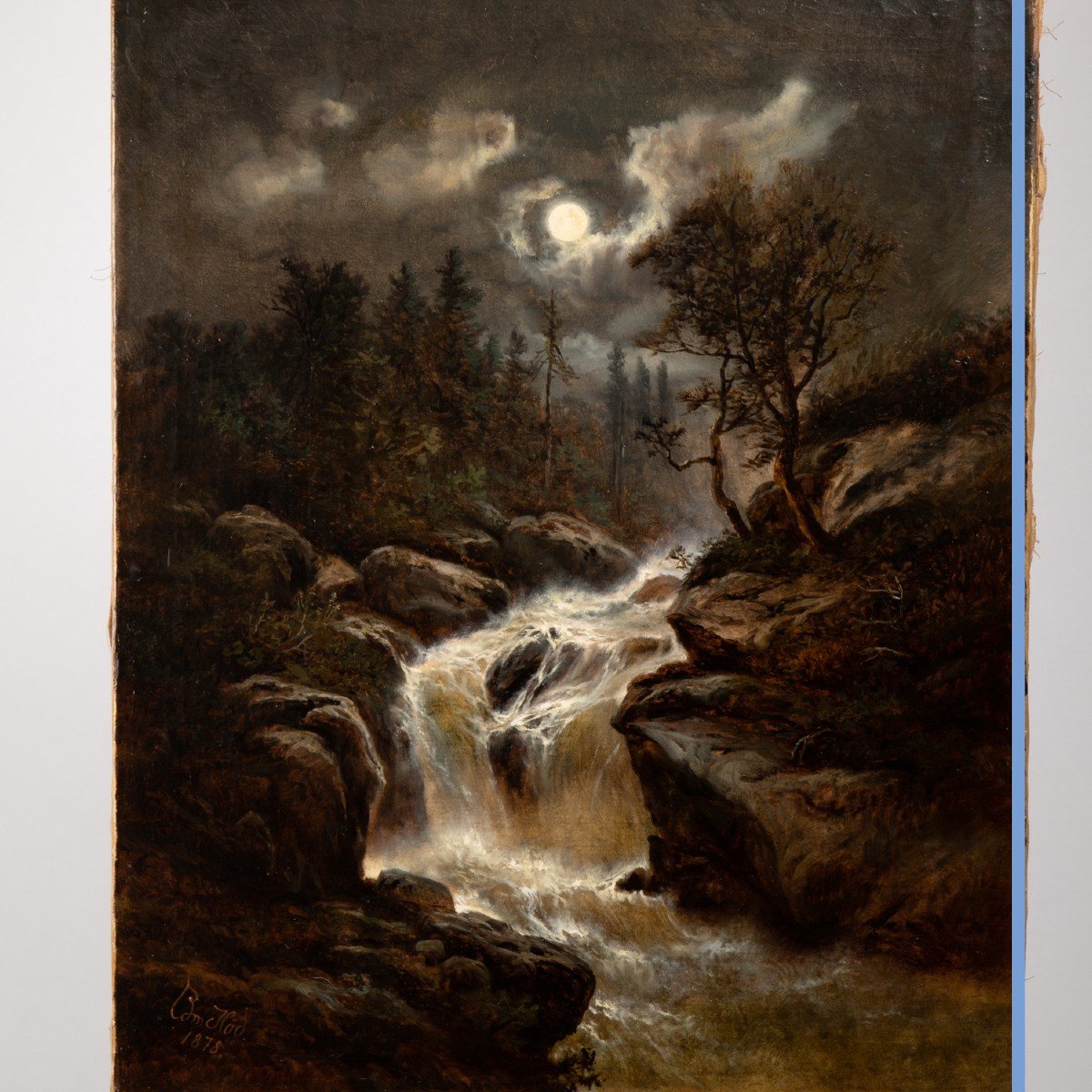 Hedmund Höd (1861-1888), La cascade de nuit, huile sur toile, 1878-photo-2