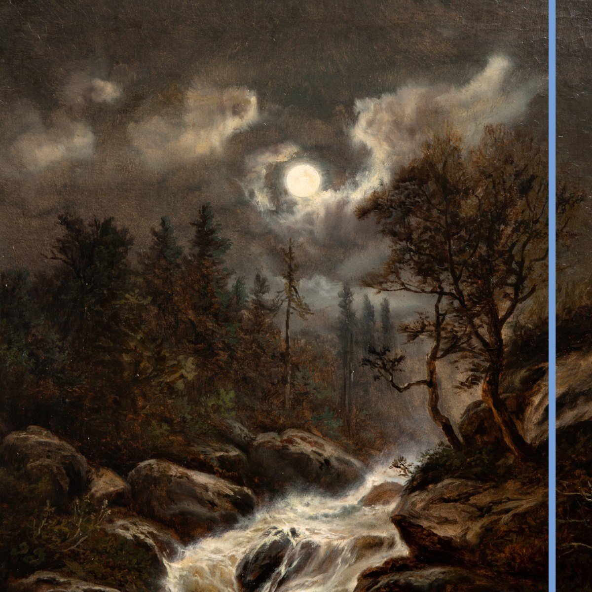 Hedmund Höd (1861-1888), La cascade de nuit, huile sur toile, 1878-photo-3