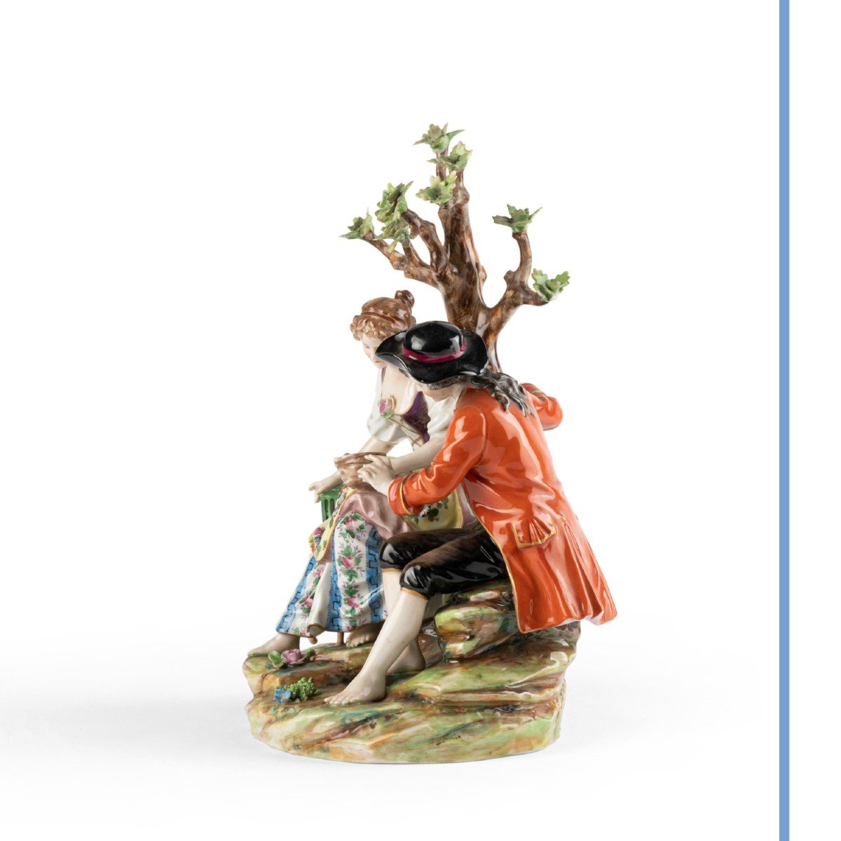 Dans le go&ucirc;t de Saxe, deux groupes figurant des sc&egrave;nes romantiques, XIXe-photo-4