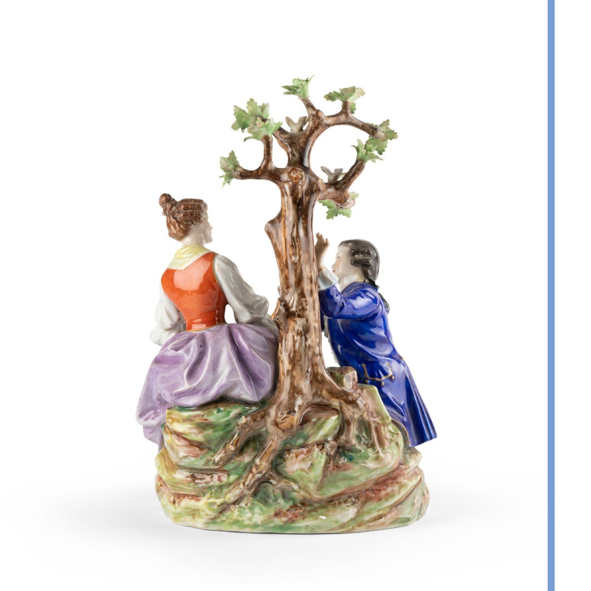 Dans le go&ucirc;t de Saxe, deux groupes figurant des sc&egrave;nes romantiques, XIXe-photo-6