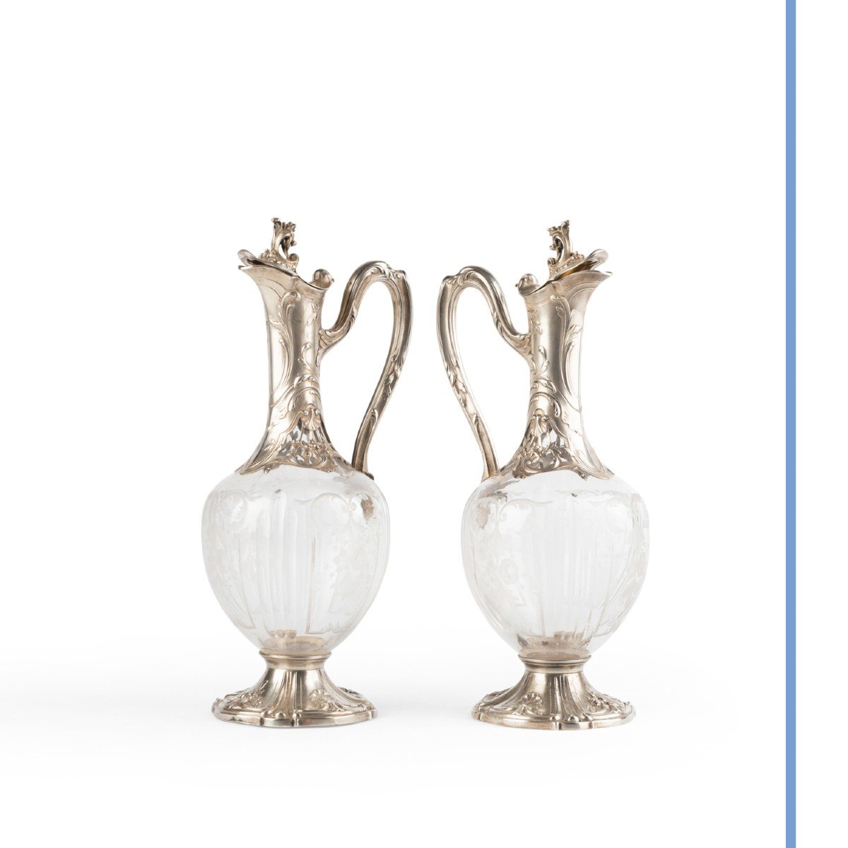 Paire d&#039;aigui&egrave;res en cristal et argent, XIXe-photo-4