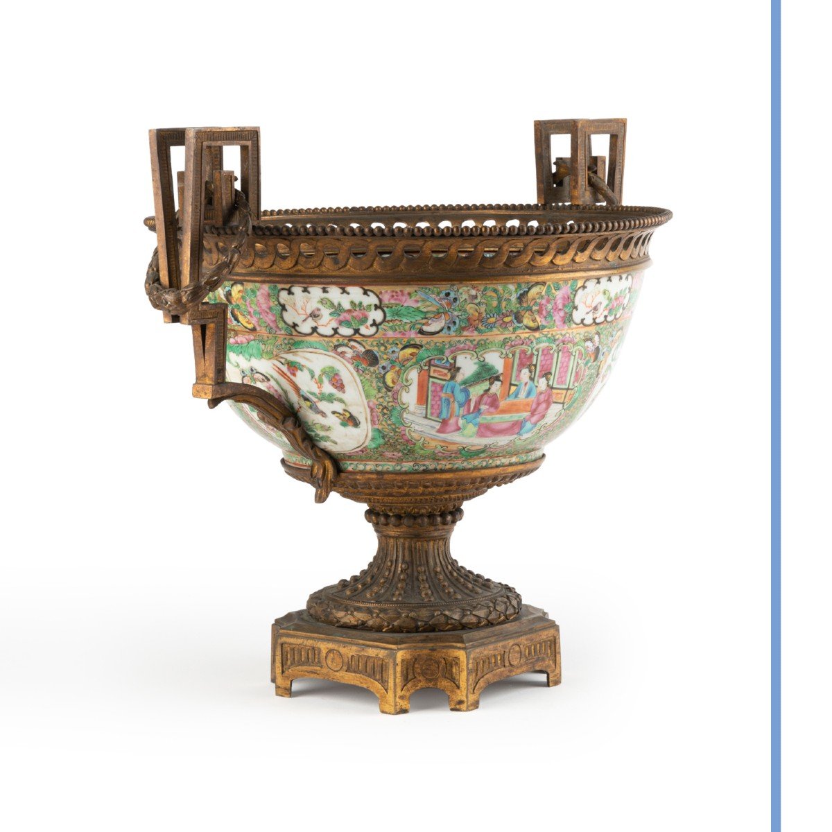 Cup In Canton Porcelain And Gilded Bronze, XIXth-photo-2