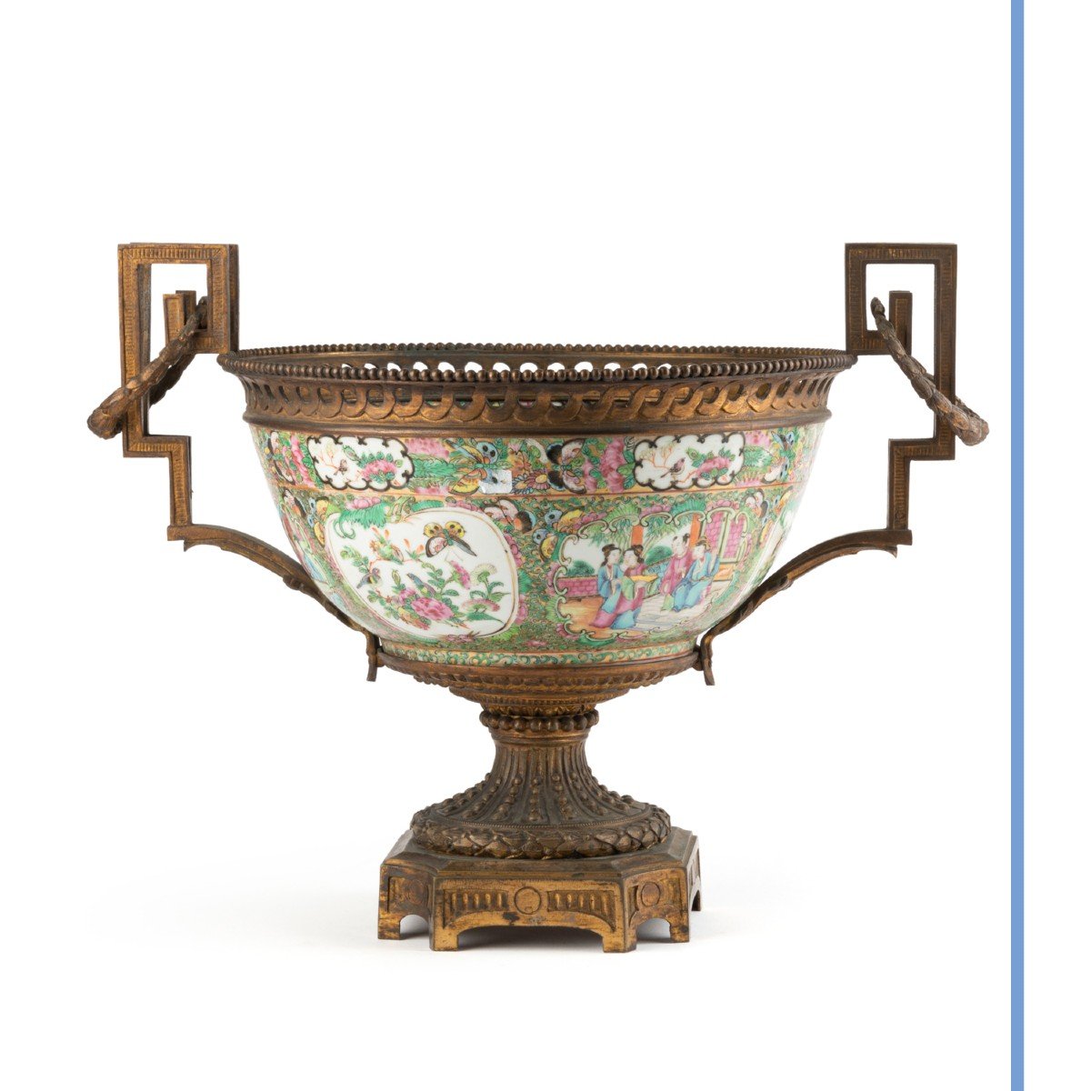 Coupe en porcelaine de Canton et bronze doré, XIXe-photo-4