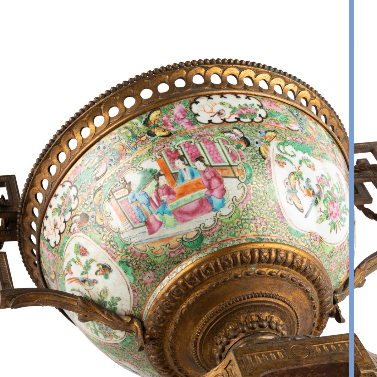 Cup In Canton Porcelain And Gilded Bronze, XIXth-photo-2