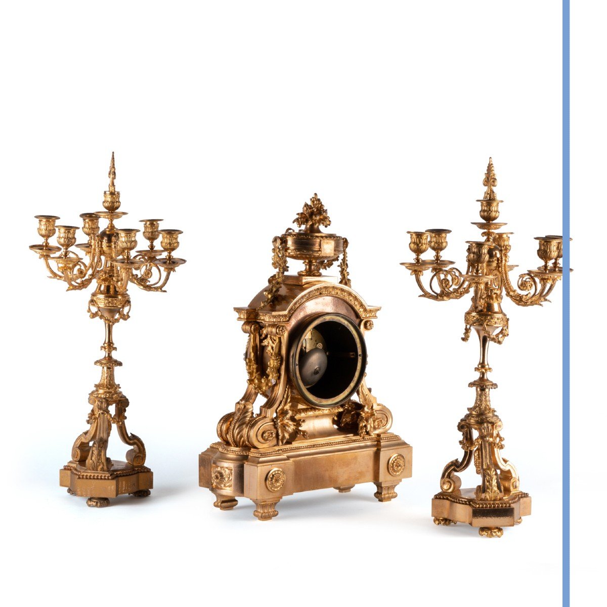 Louis Constantin Detouche (1810 -1889), garniture de cheminée en bronze doré, XIXe-photo-5