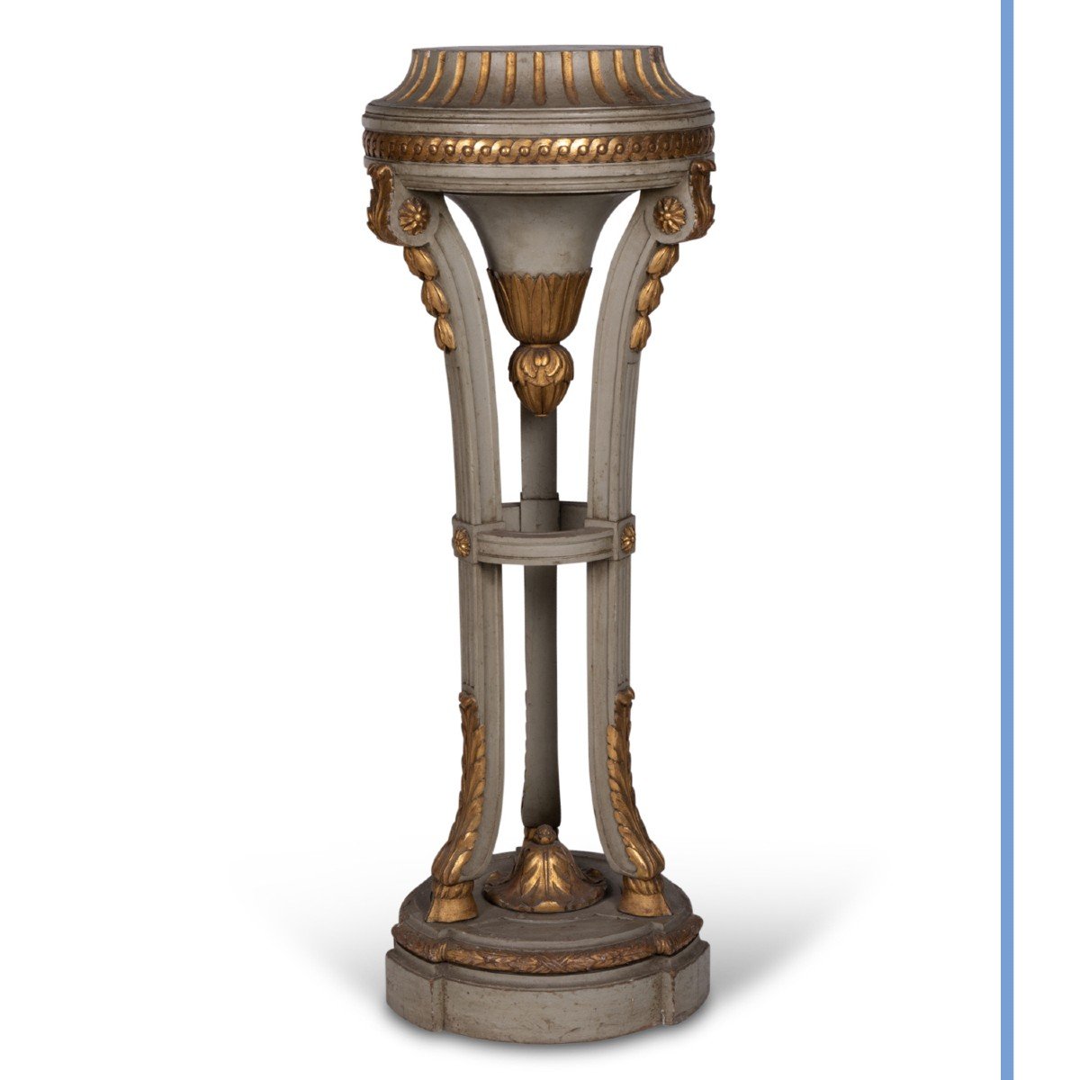 Sellette de style Louis XVI en bois sculpt&eacute;, laqu&eacute; et dor&eacute;, XIXe-photo-4
