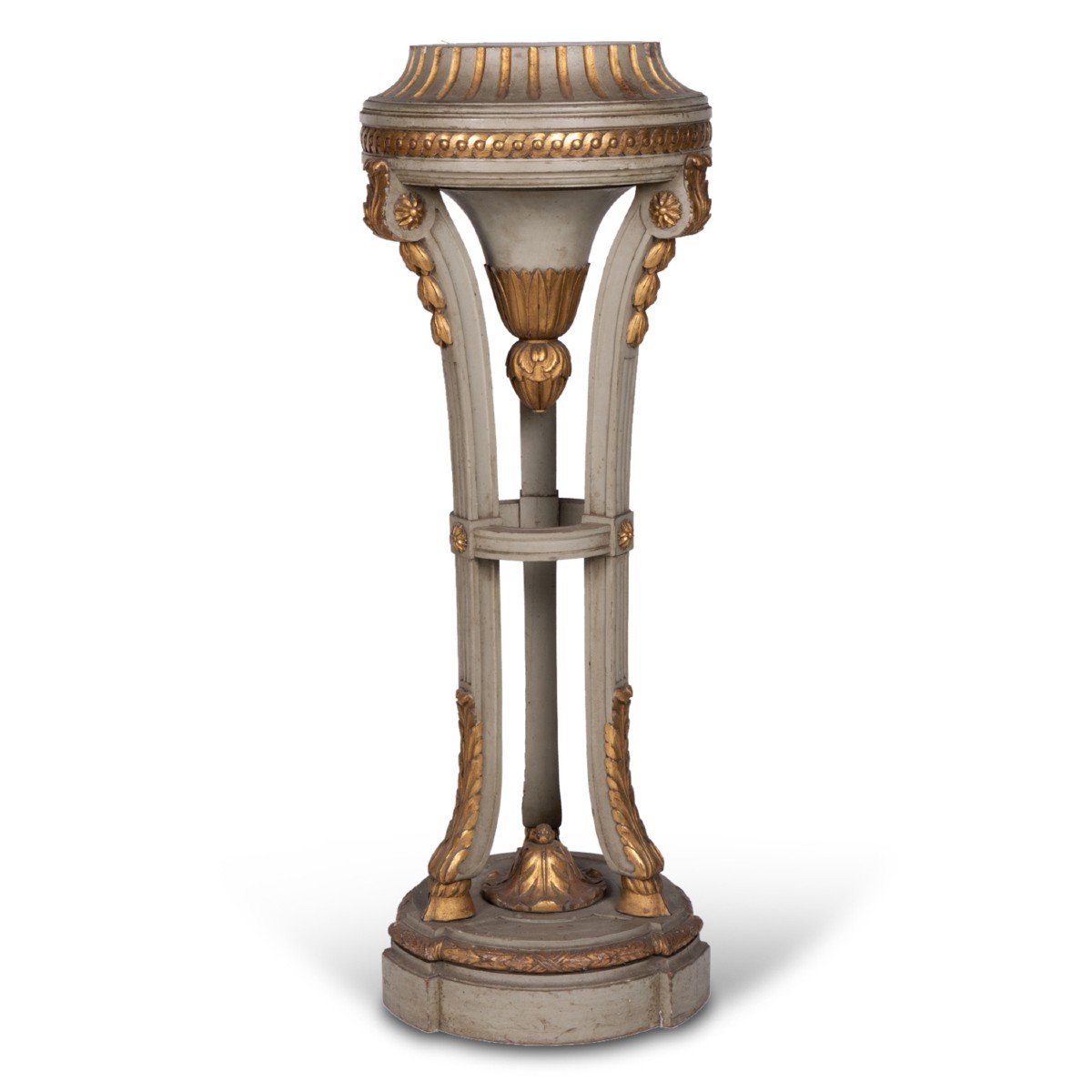 Sellette de style Louis XVI en bois sculpt&eacute;, laqu&eacute; et dor&eacute;, XIXe