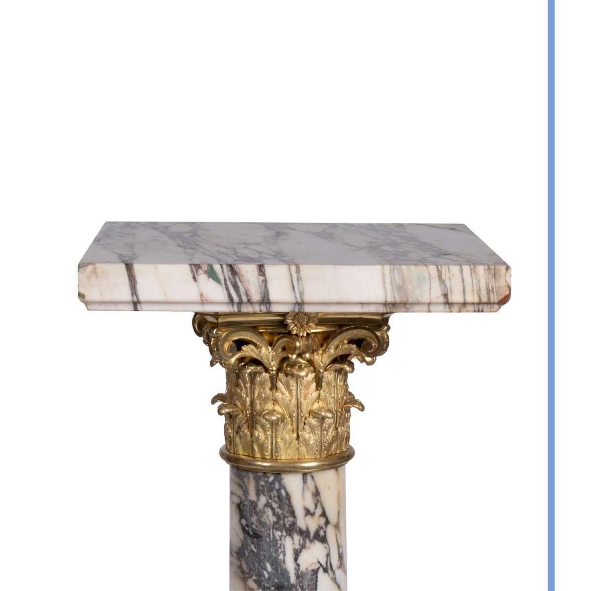 Colonne de forme corinthienne en marbre et bronze dor&eacute;, XIXe-photo-1