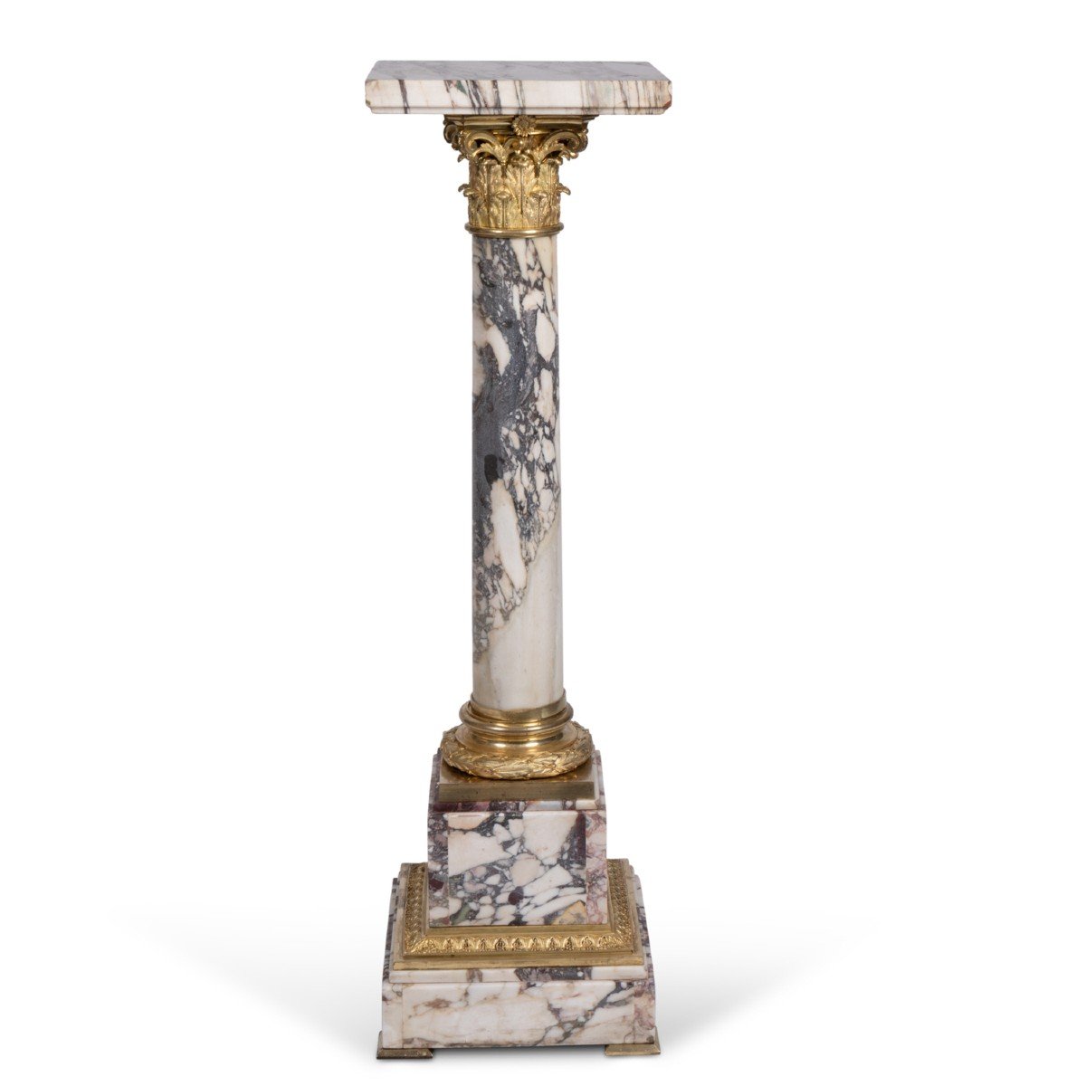 Colonne de forme corinthienne en marbre et bronze dor&eacute;, XIXe