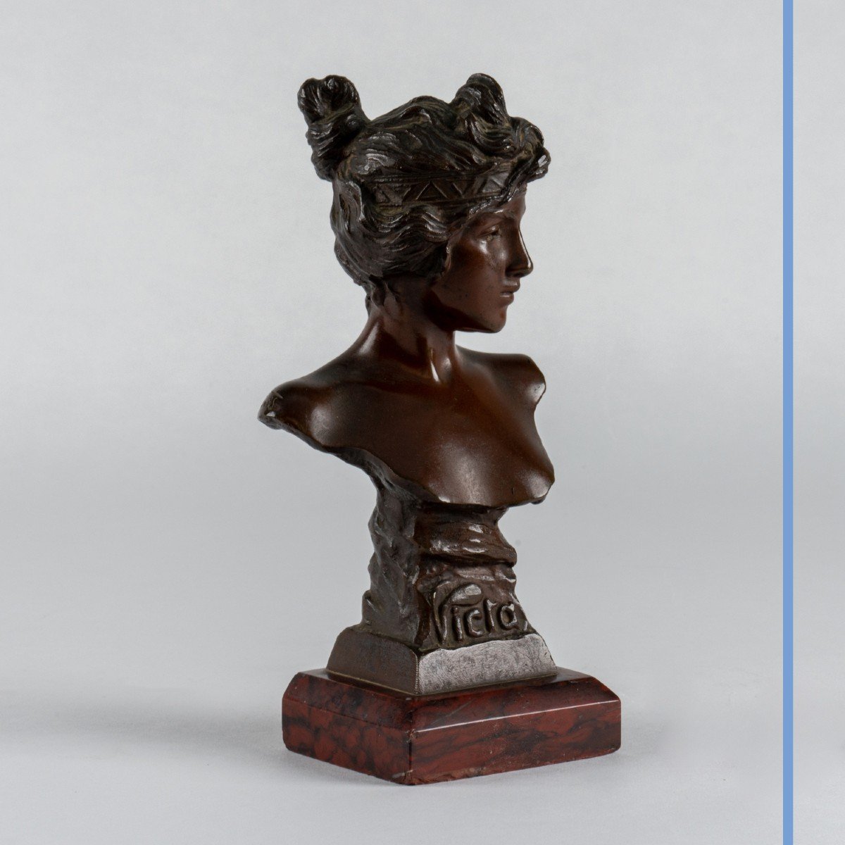 Emmanuel Villanis (1858-1914), Victa, bronze &agrave; patine brune, XXe-photo-4