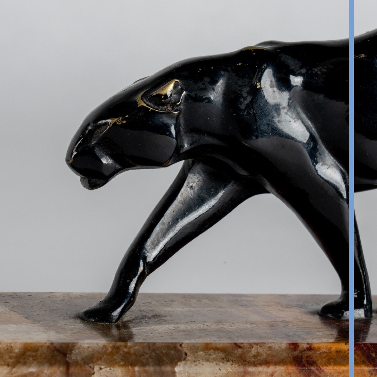 D'après  Maurice Prost (1894-1967) La panthère, épreuve en bronze émaillé noir, XXe-photo-2