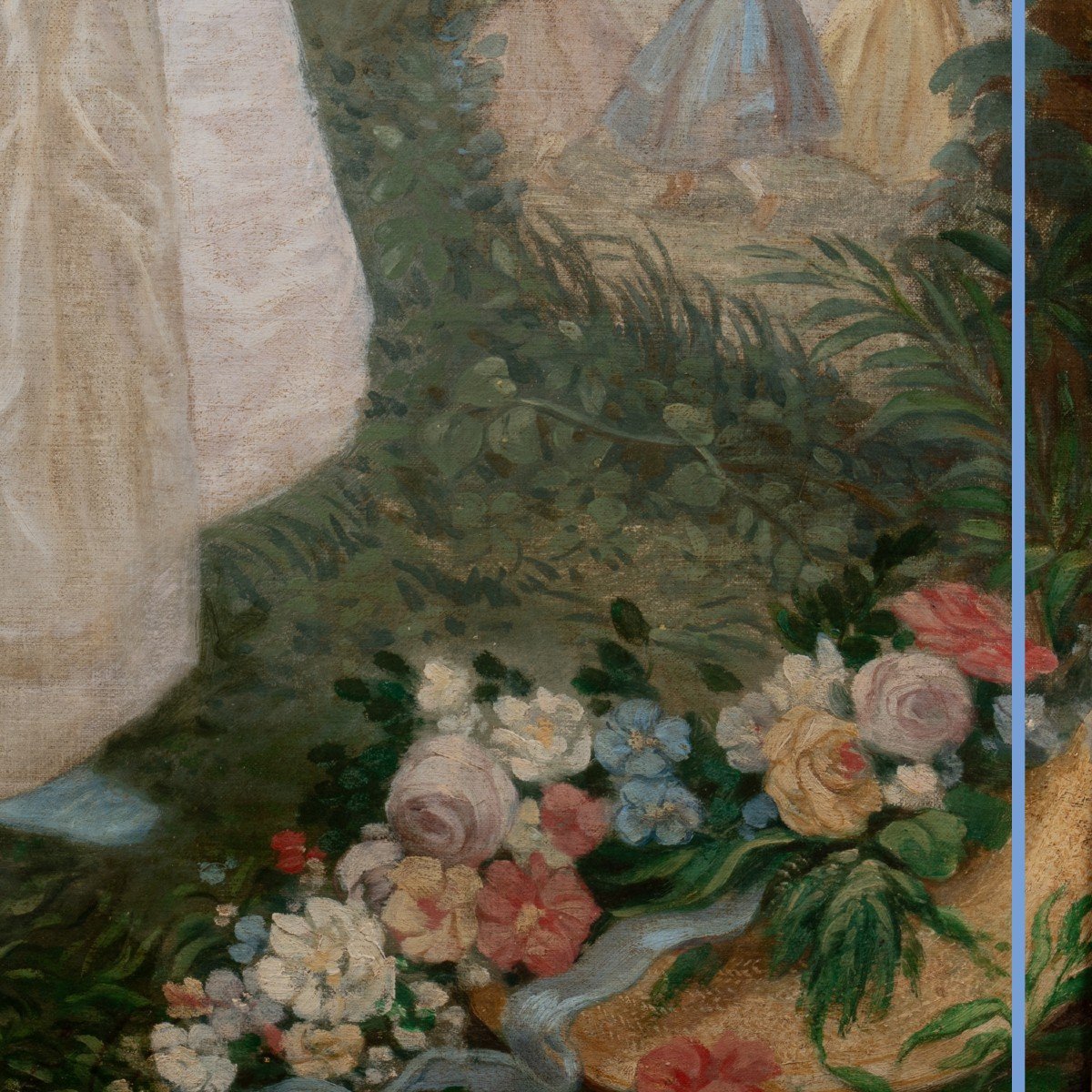 Elégante sur une balançoire, huile sur toile, début XXe-photo-1