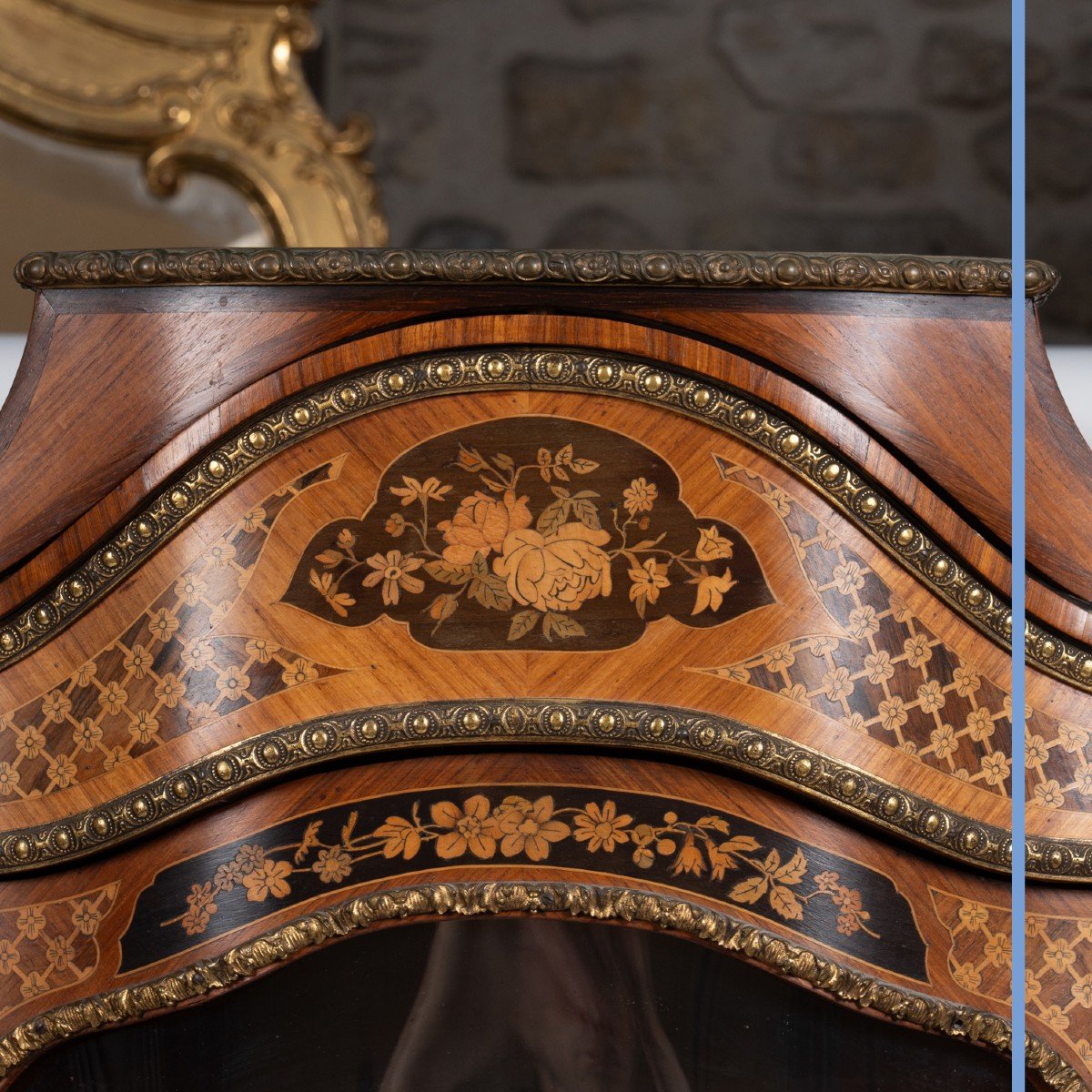 Proantic: Hypolite-Edmé Pretot (1812-1855), vitrine en marqueterie de