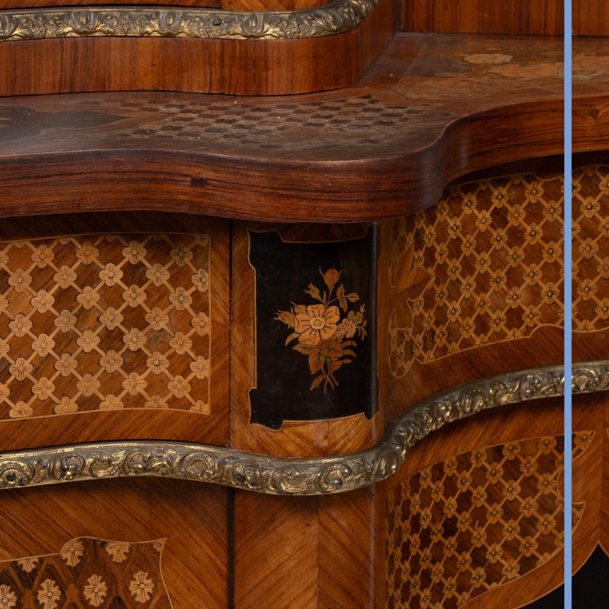 Proantic: Hypolite-Edmé Pretot (1812-1855), vitrine en marqueterie de