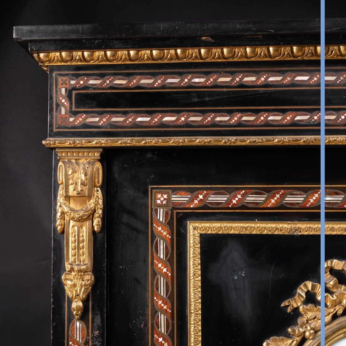 Charles Guillaume Diehl (1811-1885), meuble &agrave; hauteur d&#039;appui au m&eacute;daillon en porcelaine, XIXe-photo-2