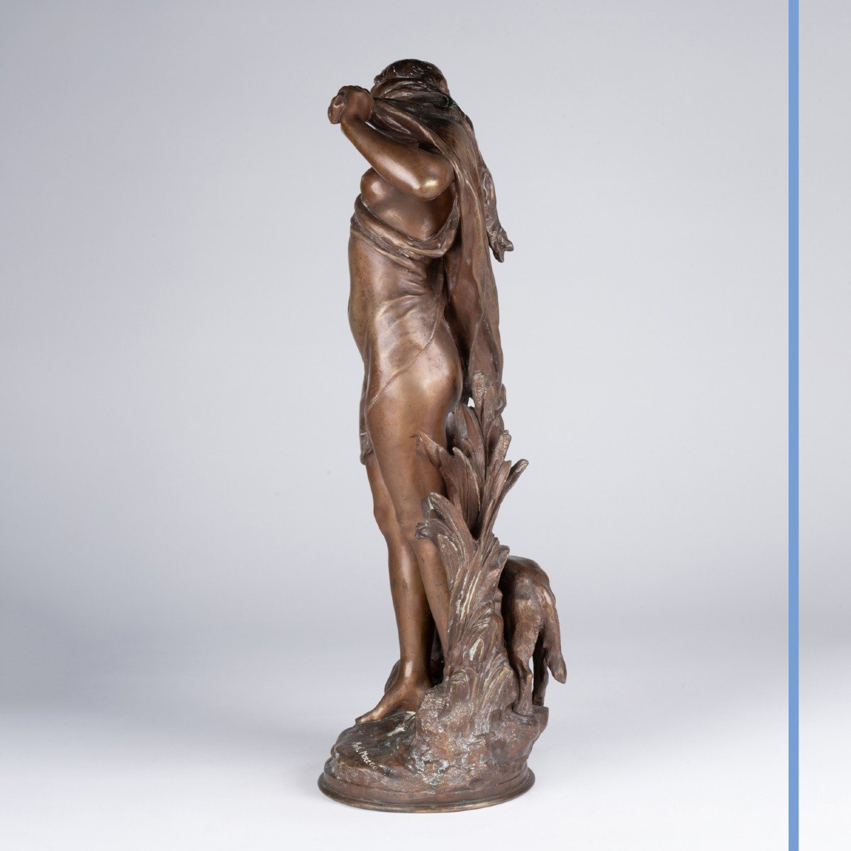 Mathurin Moreau (1822-1912), "Jeune femme au chien" bronze, XIXe-photo-2