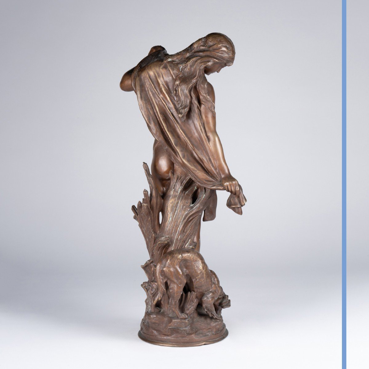 Mathurin Moreau (1822-1912), "Jeune femme au chien" bronze, XIXe-photo-3