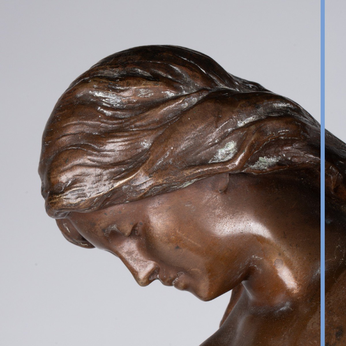 Mathurin Moreau (1822-1912), "Jeune femme au chien" bronze, XIXe-photo-1