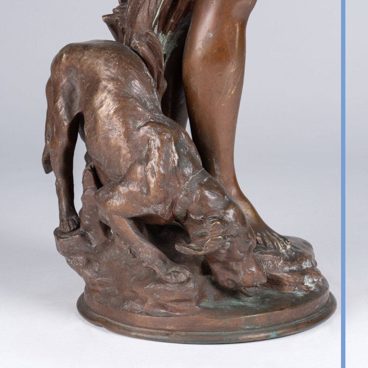 Mathurin Moreau (1822-1912), "Jeune femme au chien" bronze, XIXe-photo-2