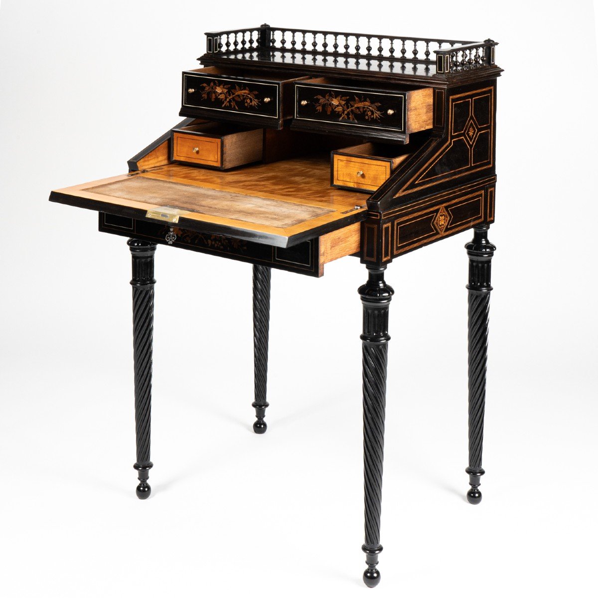 Charles Hunsinger (1823-1893) And Charles Wagner, Drop-leaf Secretary, Circa 1870-photo-3