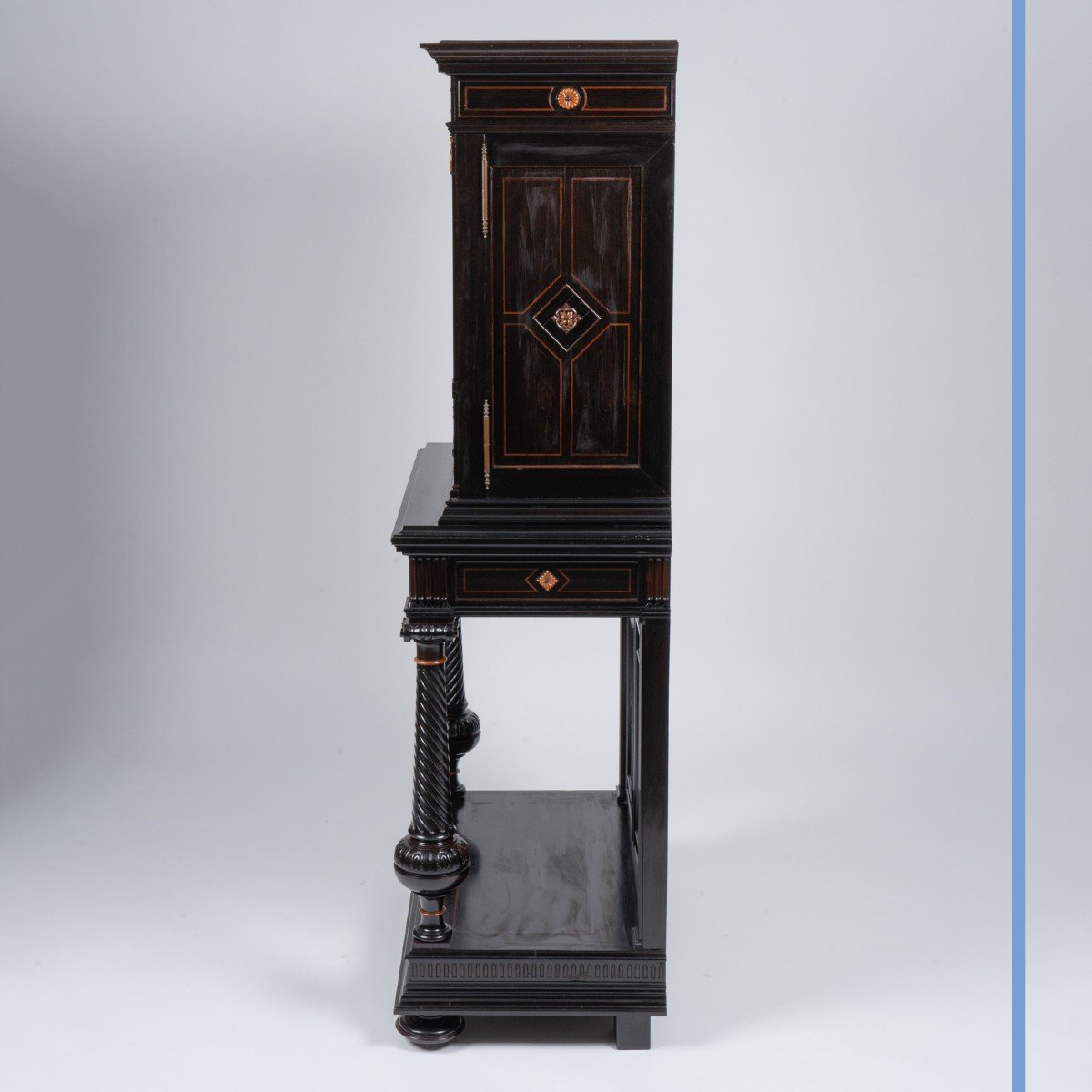 Charles Hunsinger (1823-1893), cabinet en bois noirci et naturel sculpté, XIXe-photo-4
