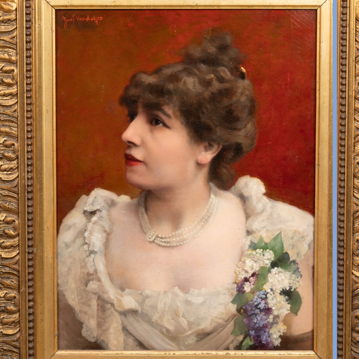 Josef Van Aarpp (XIXe),  Portrait de Sarah Bernhardt, huile sur toile, XIXe-photo-2