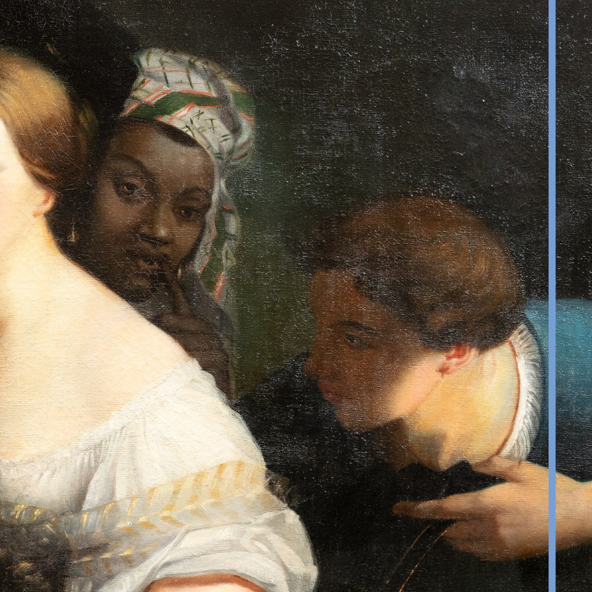 D'après Xavier Sigalon (1787 -1837), La jeune courtisane et ses soupirants, huile sur toile, XIXe-photo-4