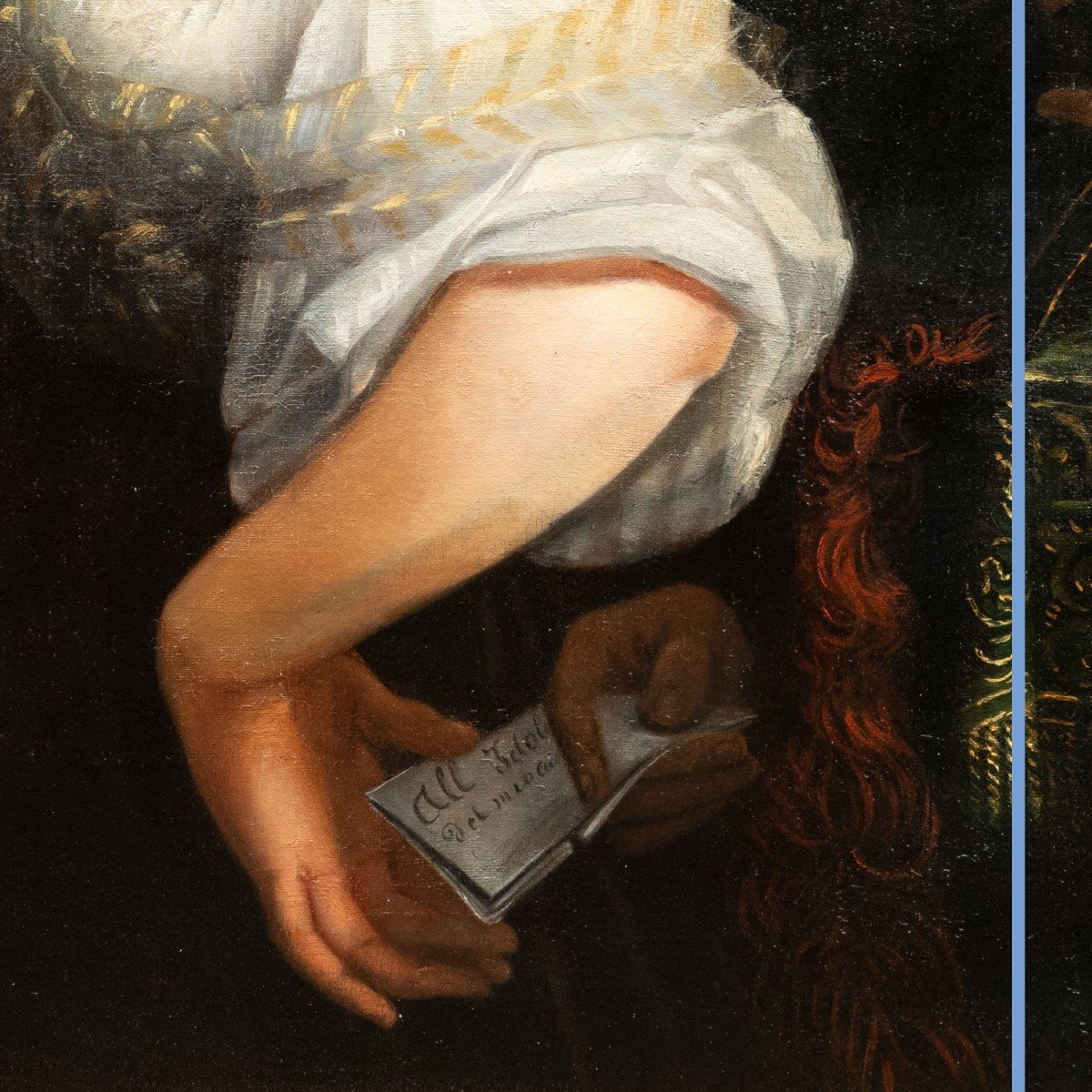 D'après Xavier Sigalon (1787 -1837), La jeune courtisane et ses soupirants, huile sur toile, XIXe-photo-1