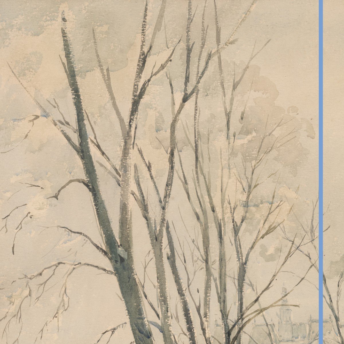 René Leverd (1872-1938), Les quais de Seine de Paris sous la neige, aquarelle  gouachée, XXe-photo-2