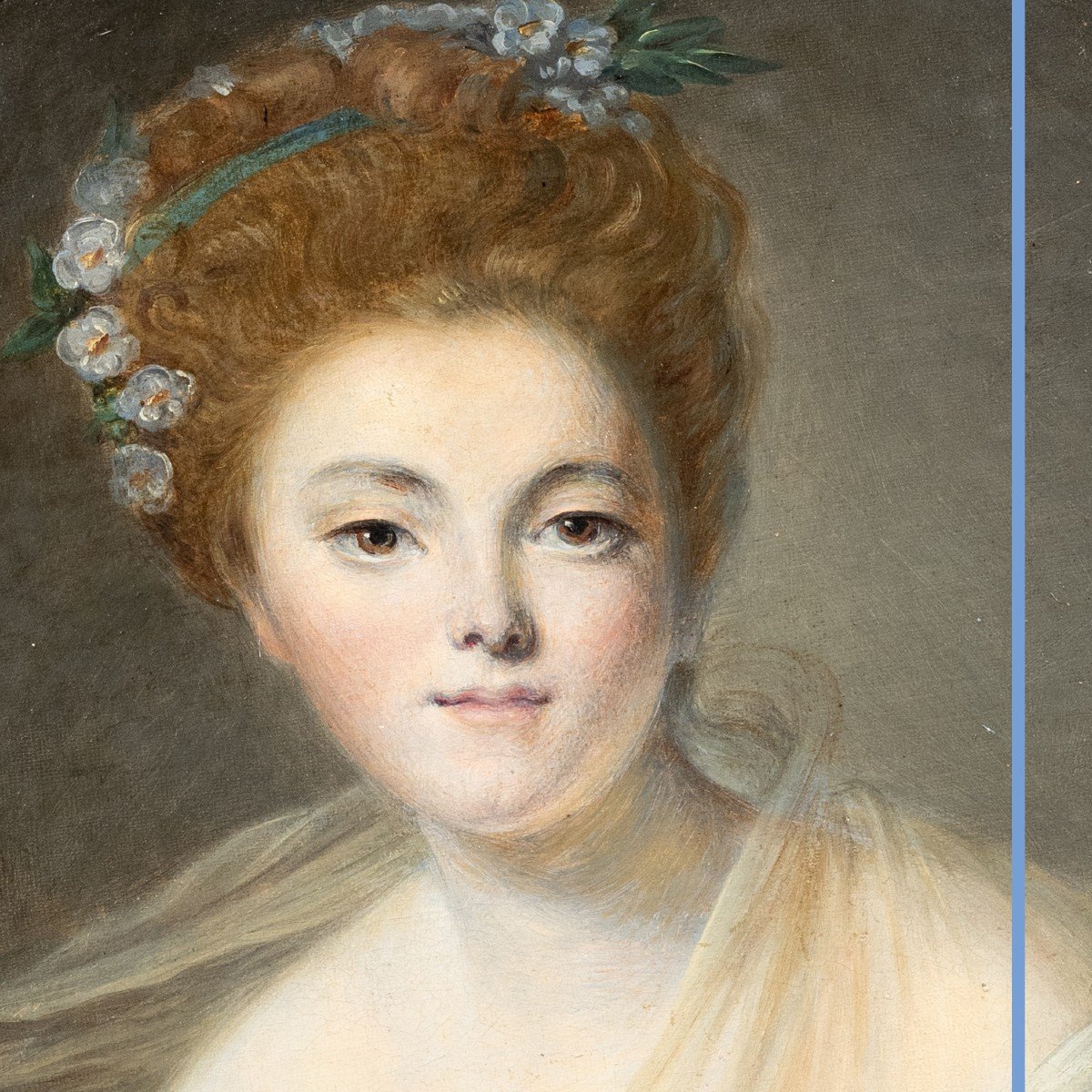 D'après l'oeuvre de Jean Baptiste Greuze, Portrait présumé de Madame Porcin, huile sur toile, XIXe-photo-2
