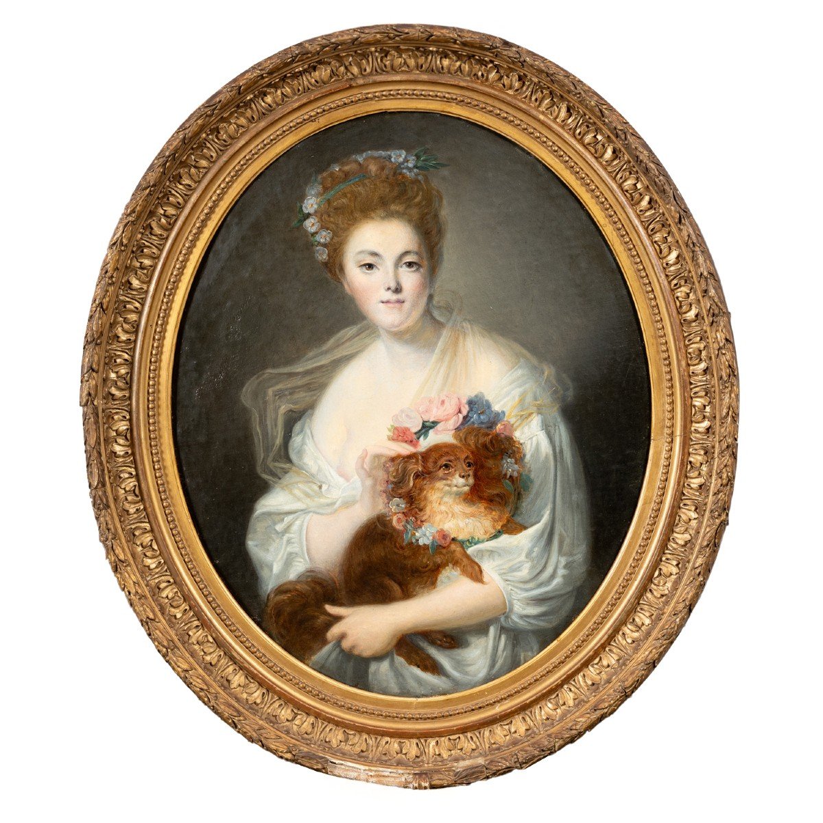 D'après l'oeuvre de Jean Baptiste Greuze, Portrait présumé de Madame Porcin, huile sur toile, XIXe
