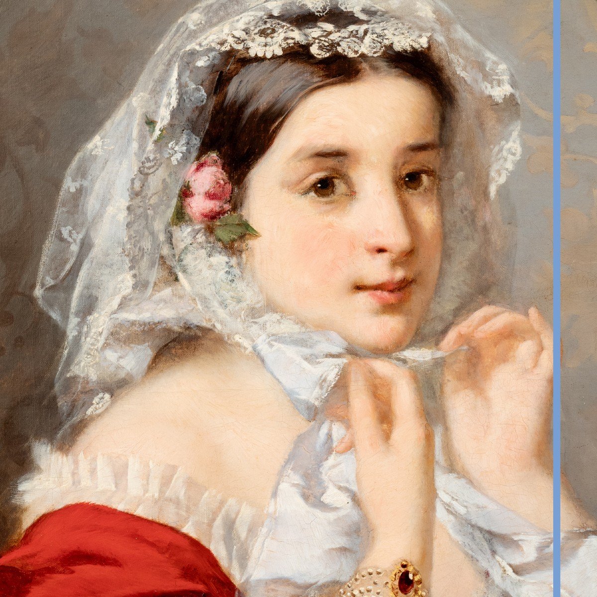 Armand Doré (1824-1882), Young Woman With A Mantilla, Oil On Canvas, XIXth-photo-2
