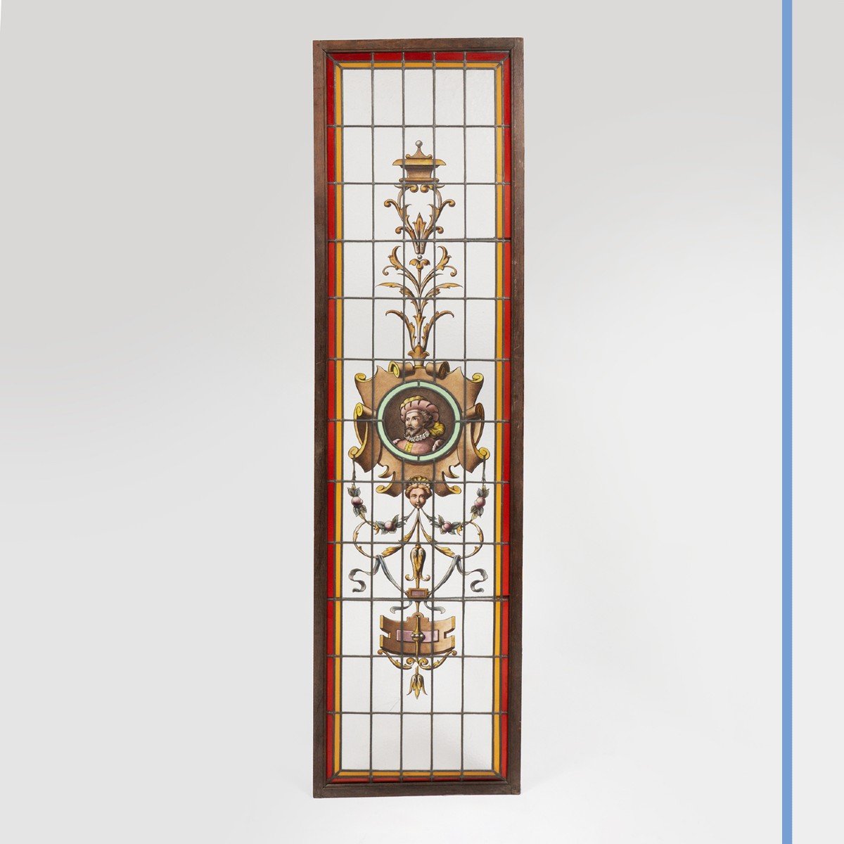 Deux paire de vitraux en verre Cathédrale dans le goût de la Renaissance, XIXe-photo-2