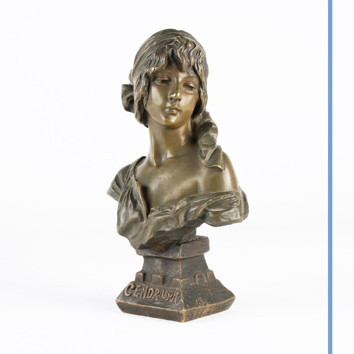 Emmanuel Villanis (1858-1914), Cendrillon, &eacute;preuve en bronze &agrave; patine verte, XIXe-photo-3