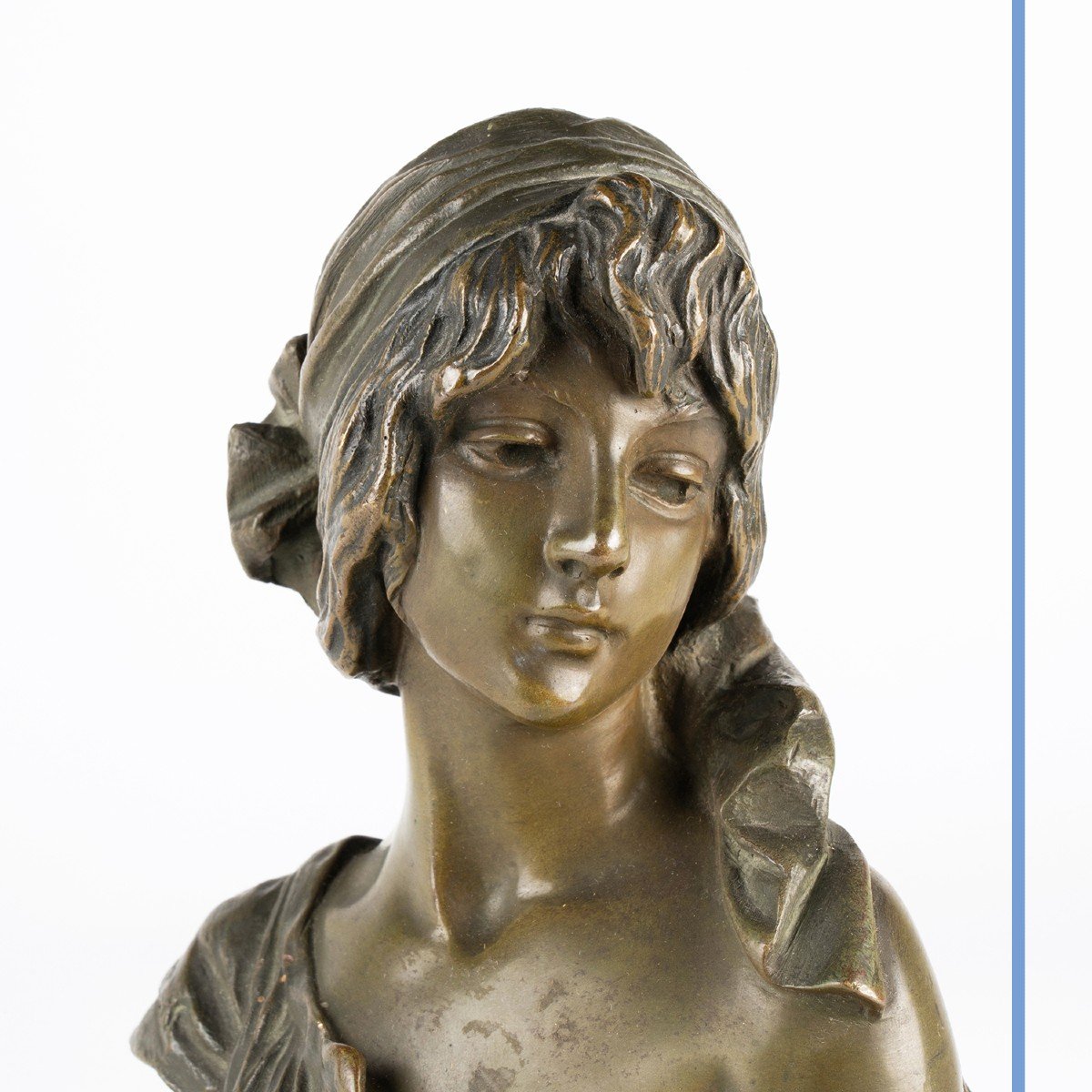Emmanuel Villanis (1858-1914), Cendrillon, &eacute;preuve en bronze &agrave; patine verte, XIXe-photo-4