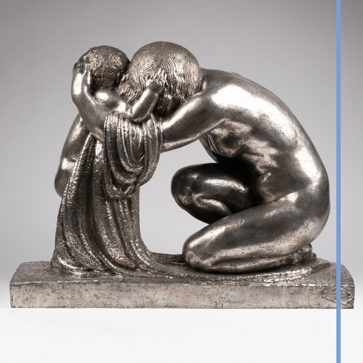 Pierre Traverse (1892-1979), "the Maternity", Silver Bronze, 20th-photo-3