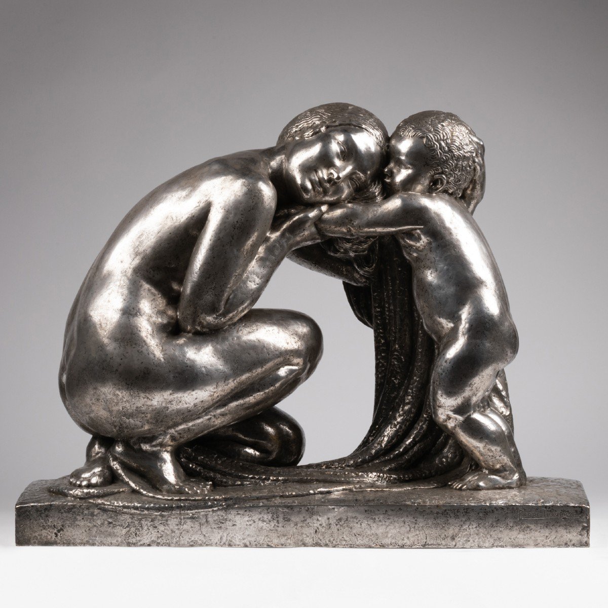 Pierre Traverse (1892-1979), "the Maternity", Silver Bronze, 20th