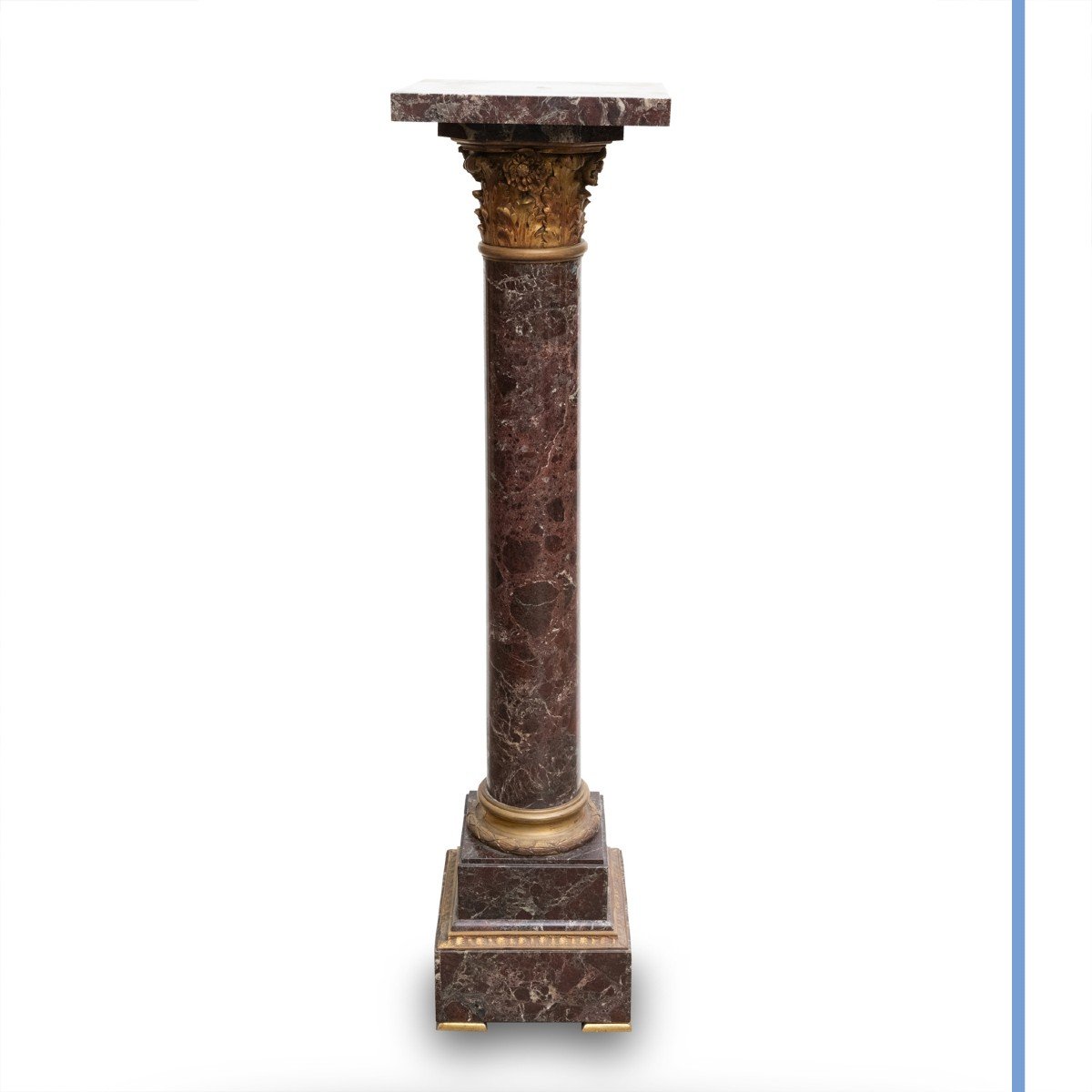 Levanto Marble Selette With Corinthian Capital In Gilded Bronze, 19th-photo-4