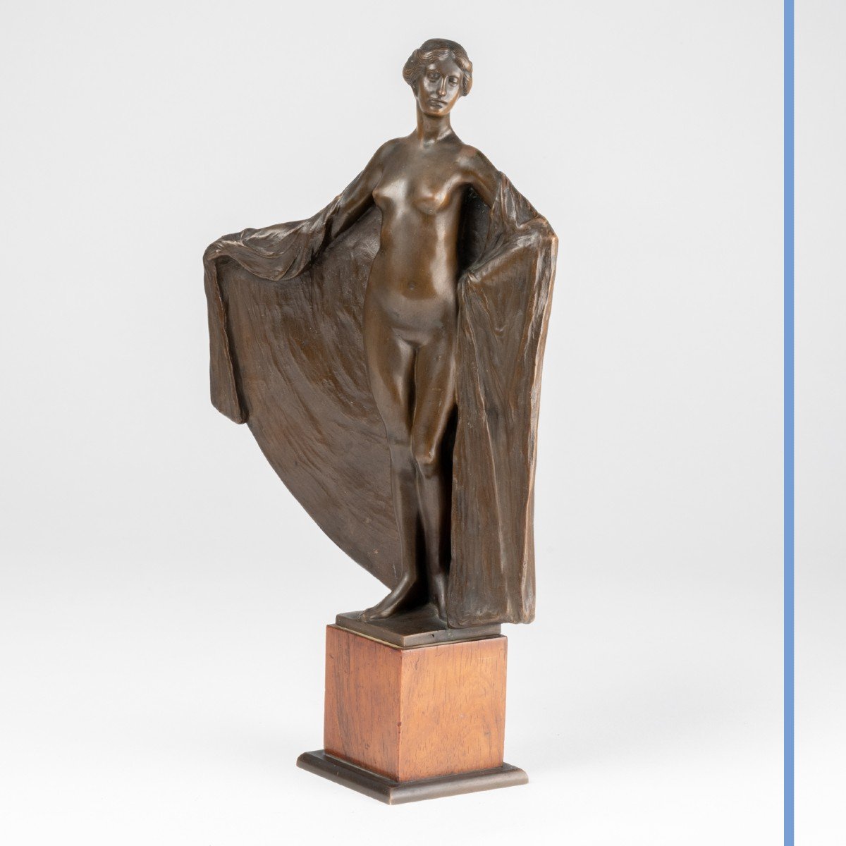 Otto Hofner (1879-1946), Nue &agrave; la cape , sujet en bronze, XIXe-photo-2