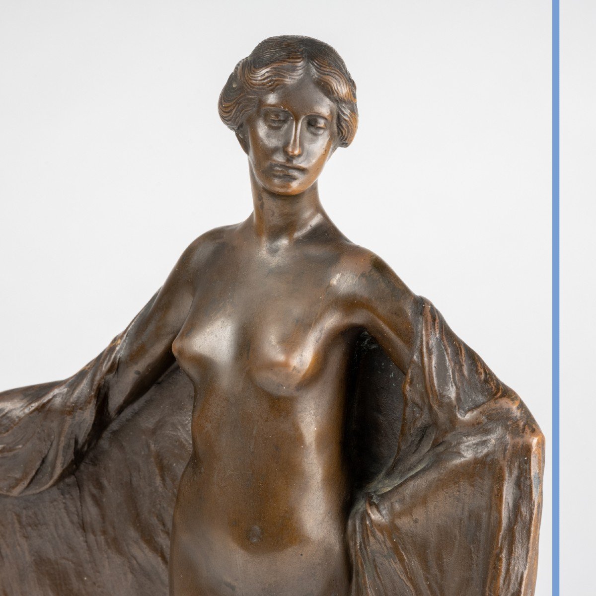 Otto Hofner (1879-1946), Nue &agrave; la cape , sujet en bronze, XIXe-photo-4