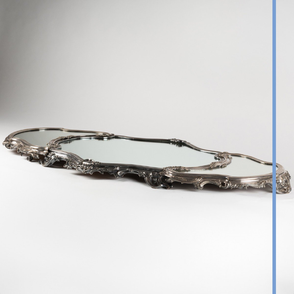 Center Piece Table In Three Parts In Silvered Bronze And Mirror Background, XIXth-photo-3