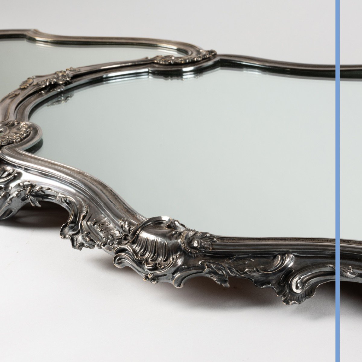 Center Piece Table In Three Parts In Silvered Bronze And Mirror Background, XIXth-photo-2