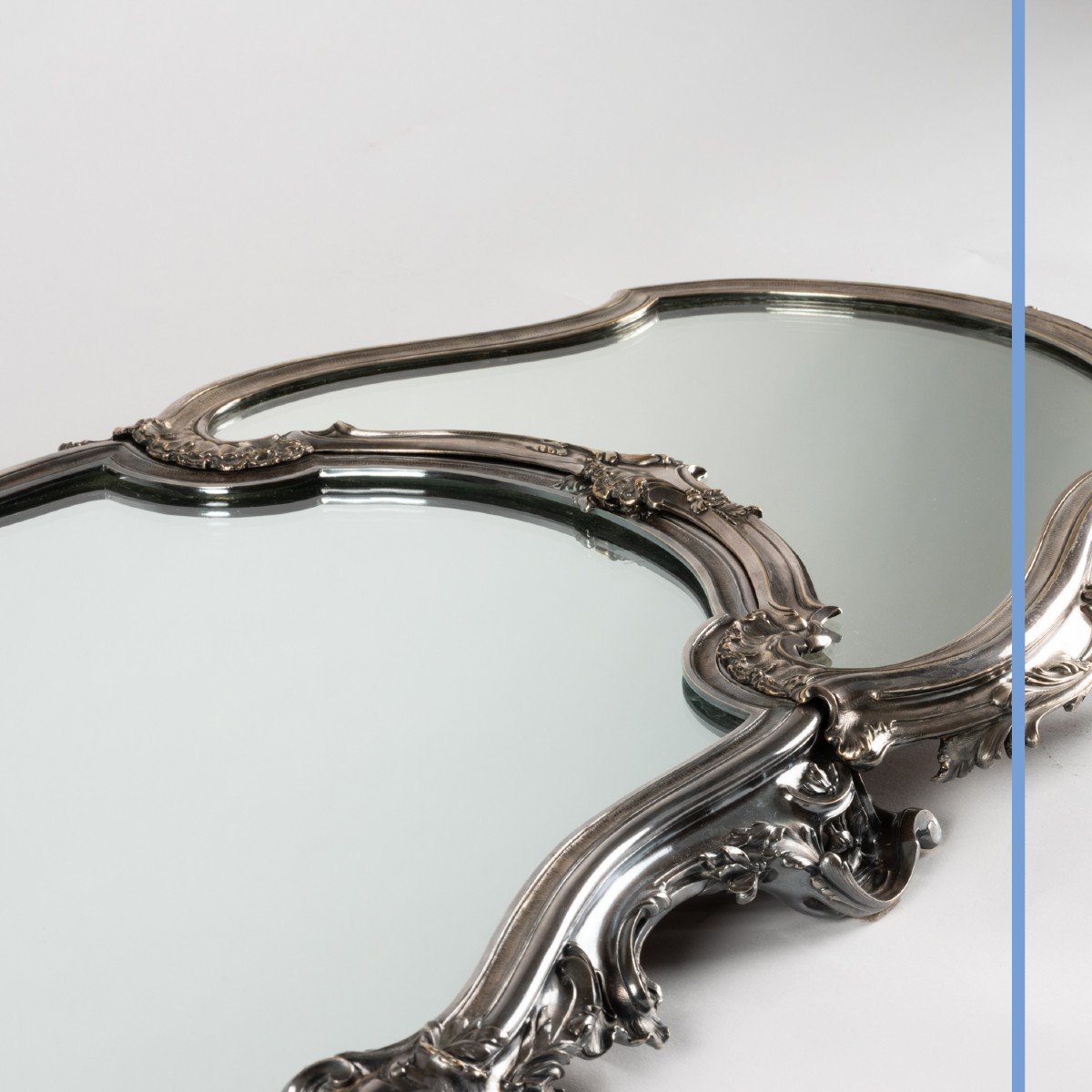 Center Piece Table In Three Parts In Silvered Bronze And Mirror Background, XIXth-photo-3