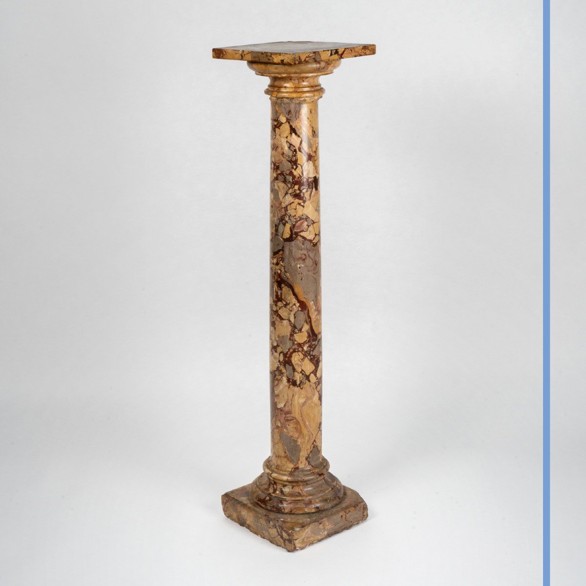 Colonne en scagliola façon marbre de Sarrancolin, XIXe-photo-2