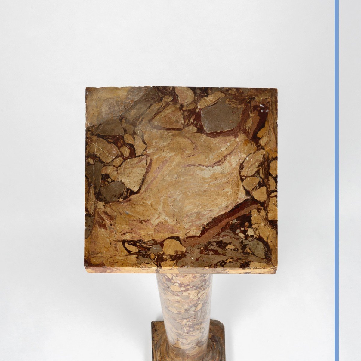 Colonne en scagliola façon marbre de Sarrancolin, XIXe-photo-3