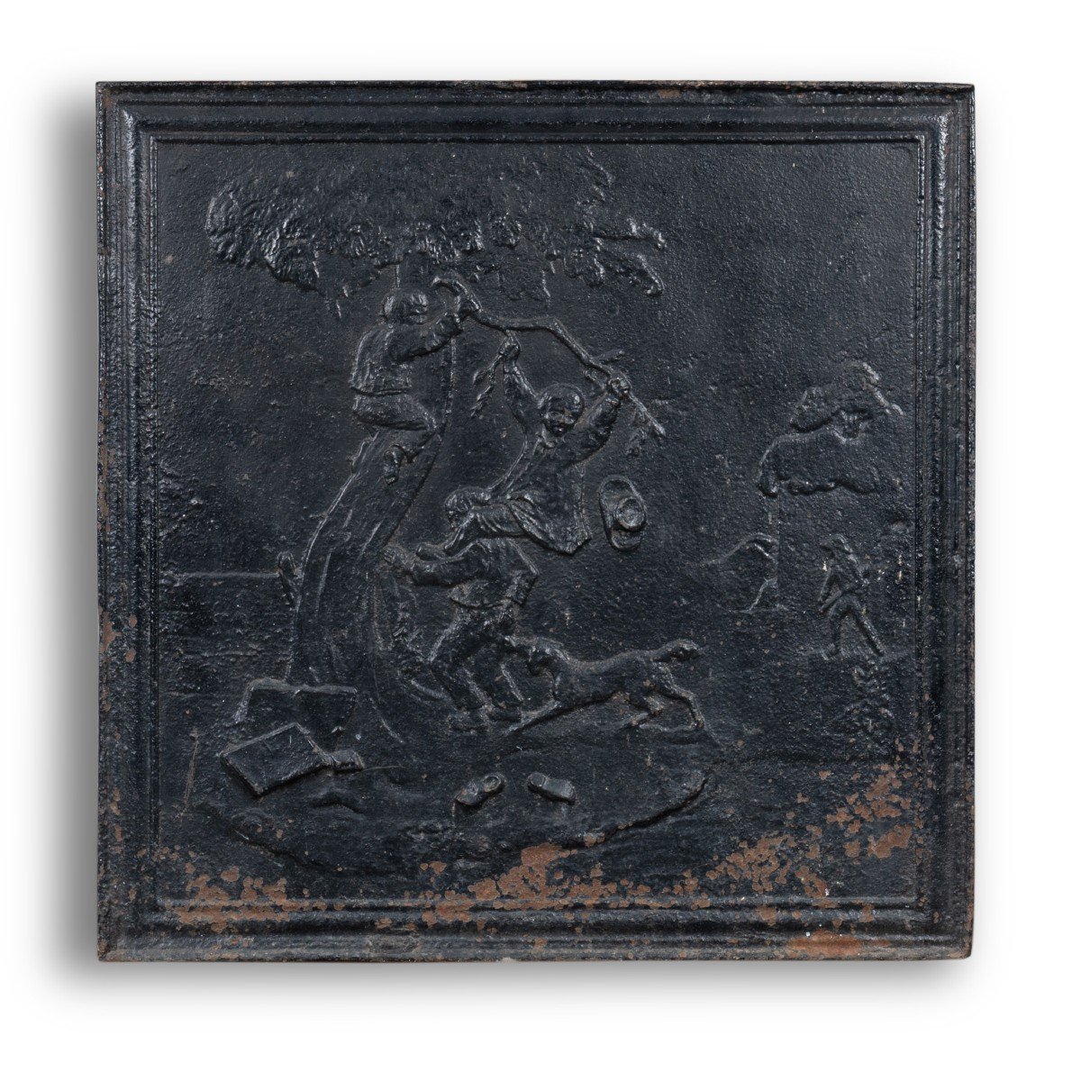 Plaque de cheminée en fonte aux enfants jouants, XIXe