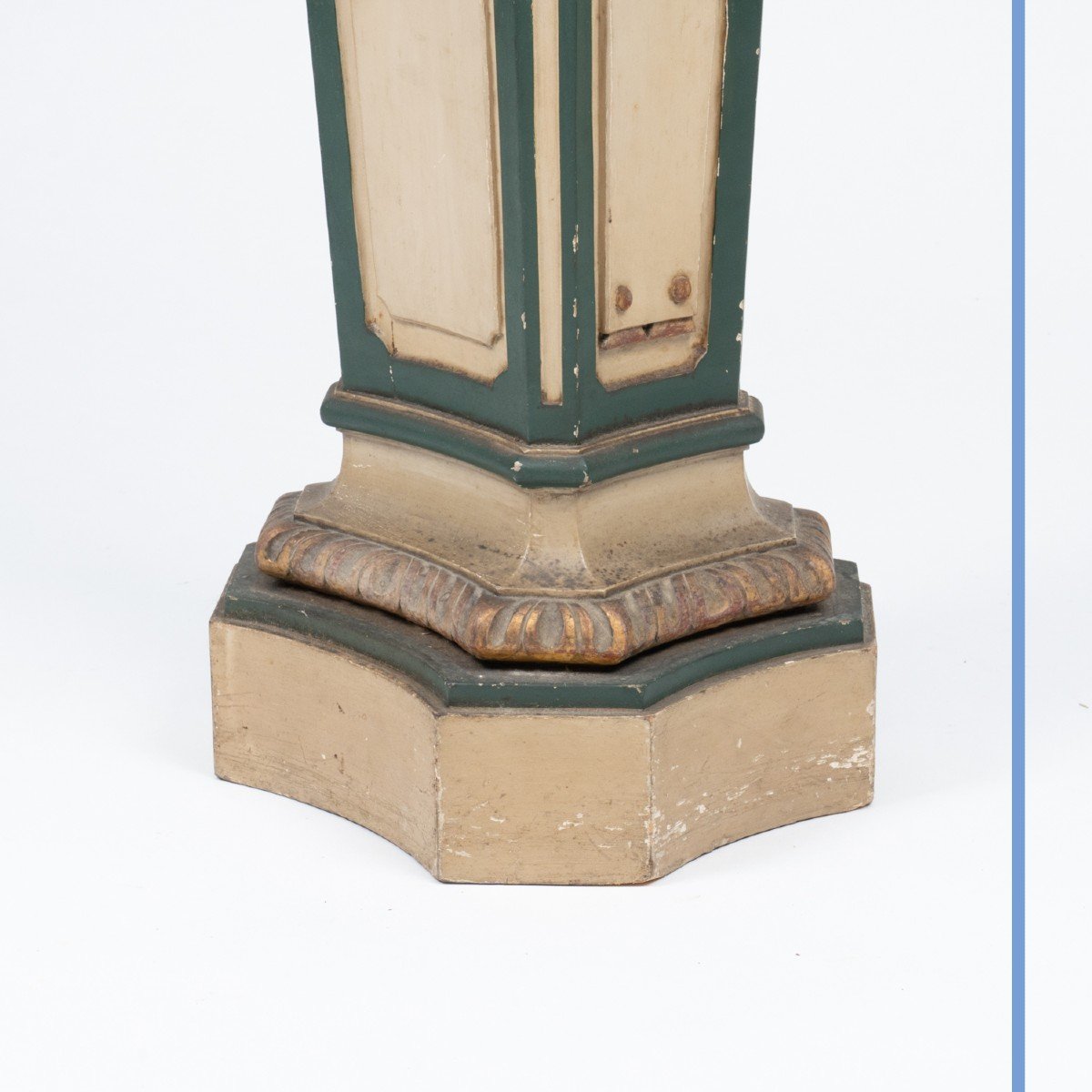 Sellette de style Louis XVI en bois laqué crème, vert et doré, XIXe-photo-4