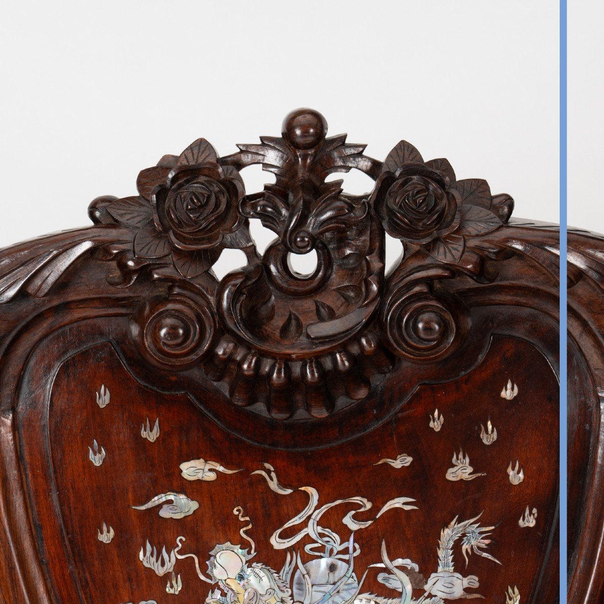 Indochinese Living Room Furniture In Exotic Wood Inlaid With Mother-of-pearl, 1900-photo-4